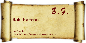 Bak Ferenc névjegykártya