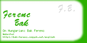 ferenc bak business card